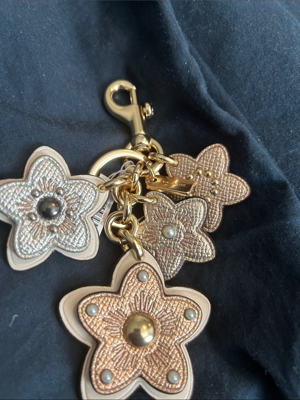 Coach Gold-Tone Floral Keychain Charm - Rose Gold & Gold